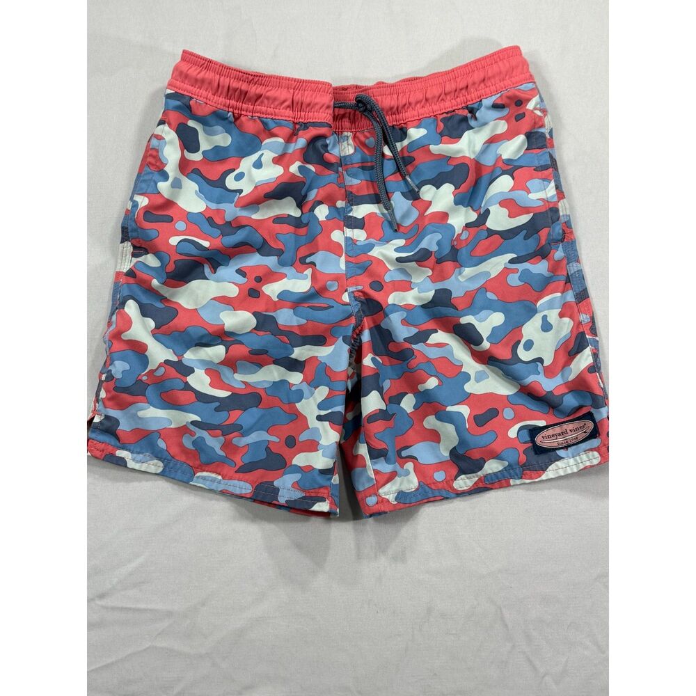 Vineyard Vines Boys Chappy Swim Trunks Size S 8-10 Camo Pattern Lined